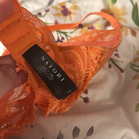 NATORI FEATHERS CONTOUR PLUNGE BRA in Bright Orange Cantaloupe Sz 34B - Picture 4 of 6
